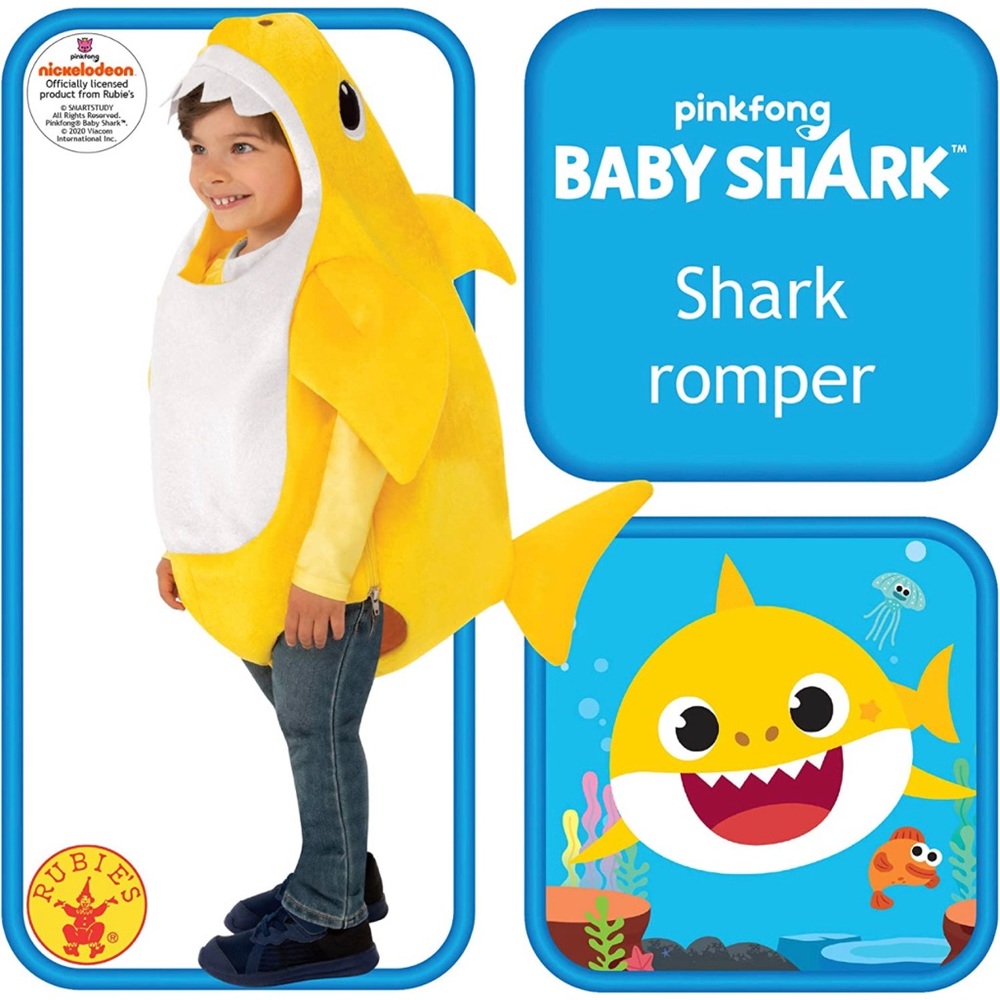 Baby Shark Yellow Costume by Rubie’s Toddler Kids 3T Pinkfong Halloween